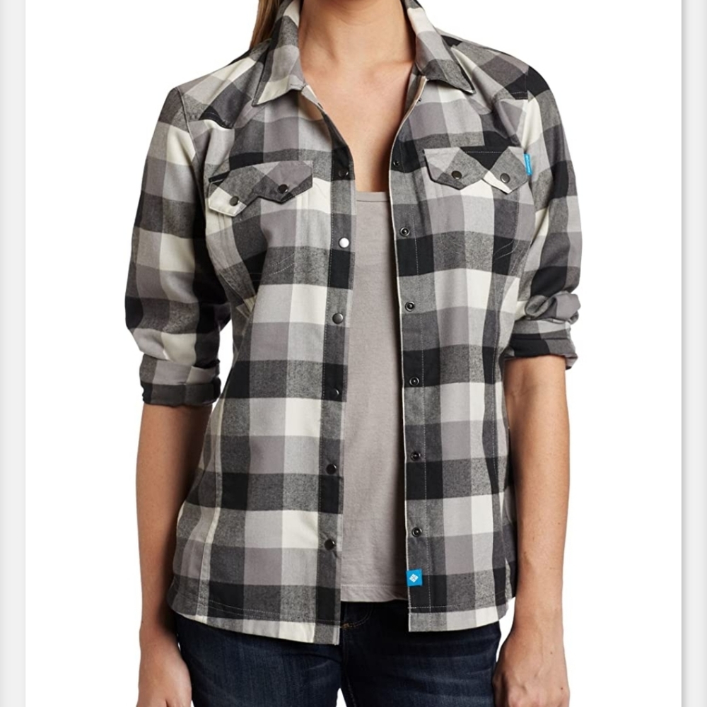 Columbia Coal Plaid Saturday Trail Flannel Western-Style L/S Shirt